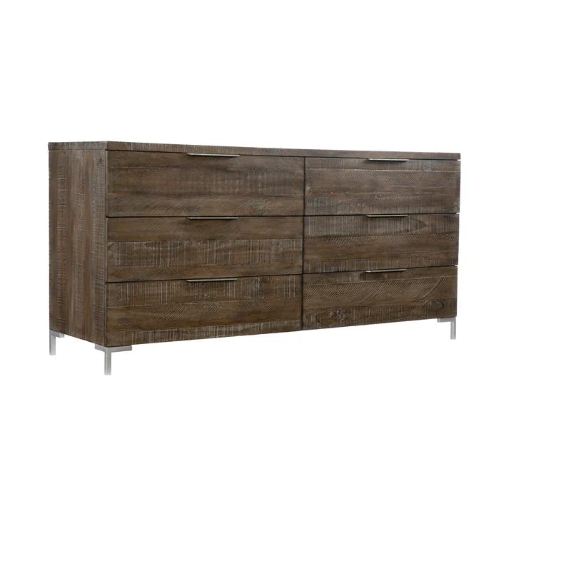 Haines Transitional Double Dresser with 6 Drawers in Sable Brown
