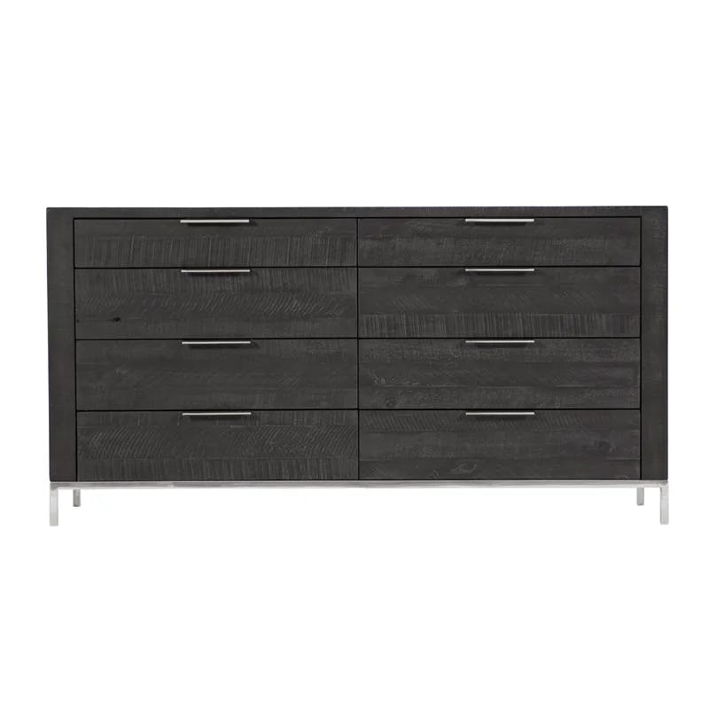 Loring Transitional Black/Brown Double Dresser with 8 Drawers