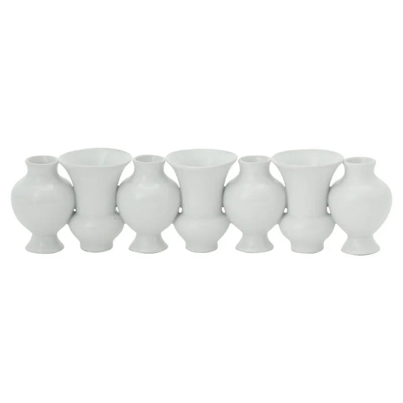 Elegant Porcelain Circle Bud Vase Centerpiece, White Crackle