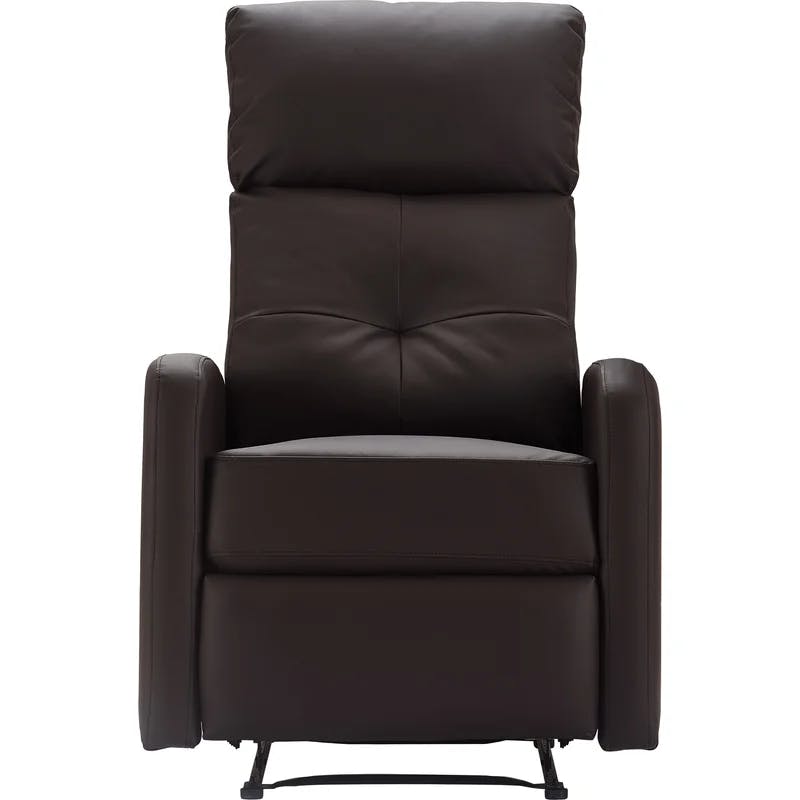 Henderson Modern Dark Brown Faux Leather Recliner with Metal Frame