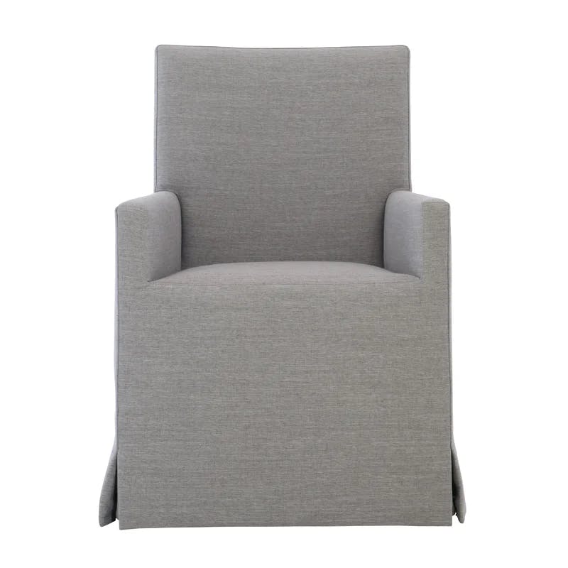 Elegant Gray Handcrafted Parsons Armchair in French Country Style