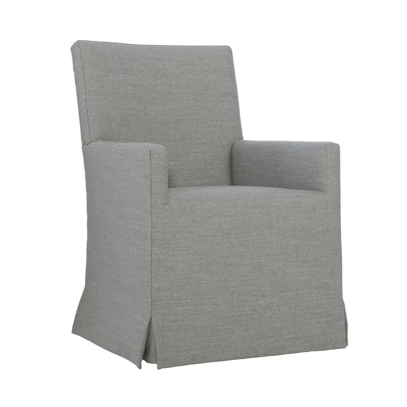 Elegant Gray Handcrafted Parsons Armchair in French Country Style