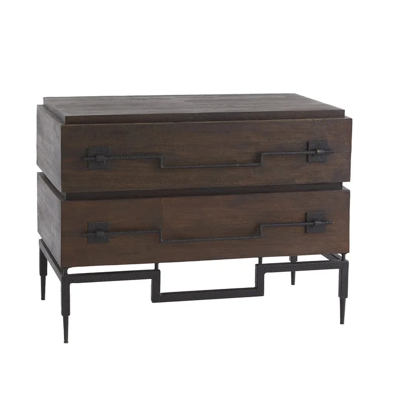Artisan Hand-Rubbed Mango Wood Chest with Satin Black Metal Legs