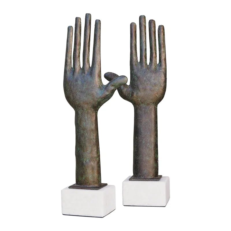 Verdi Timeless Metal Hand Sculpture with Marble Base