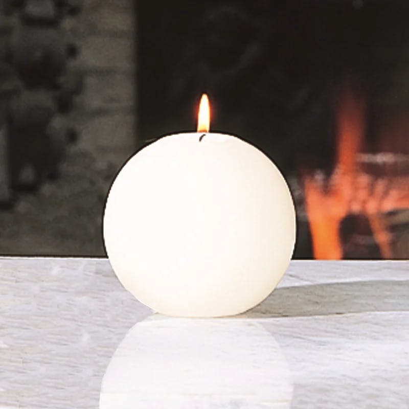 Ivory Globe Flameless 4" Paraffin Ball Candle