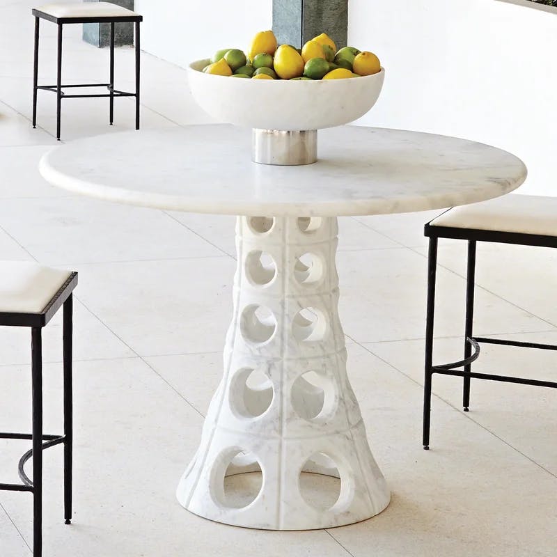 Contemporary Taper 40" Round Marble Dining Table