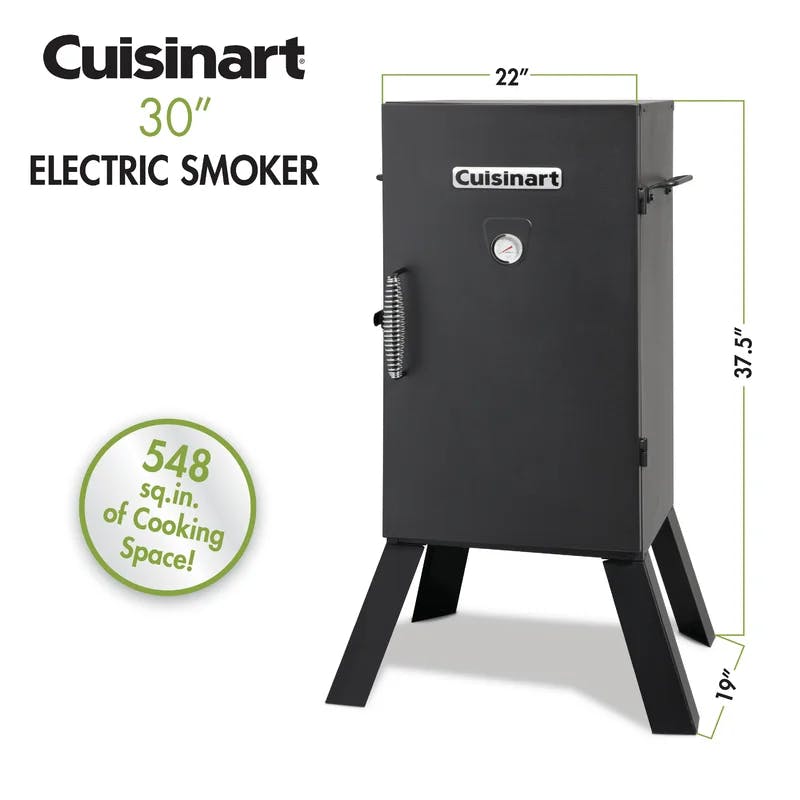 Cuisinart 30" Black Electric Smoker with Chrome-Coated Racks