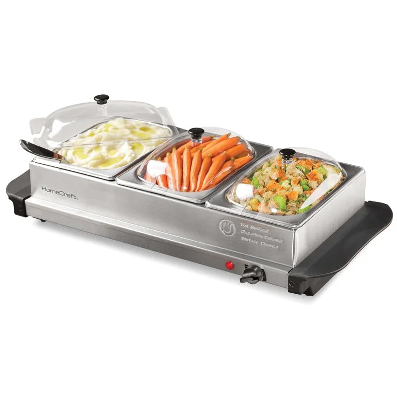 Elegant 3-Station Stainless Steel Buffet Server & Warming Tray