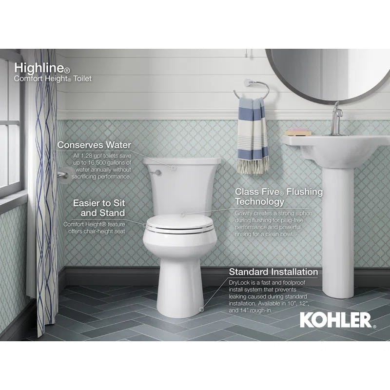 Highline Classic White Elongated Two-Piece High-Efficiency Toilet