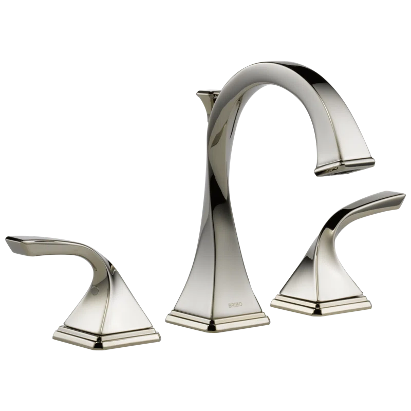 Contemporary Polished Nickel 3-Hole Widespread Eco-Friendly Faucet
