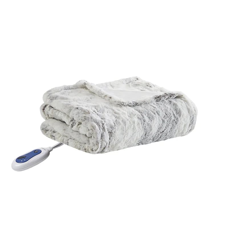 Luxurious Oversized Natural Marble Heated Faux Fur Throw