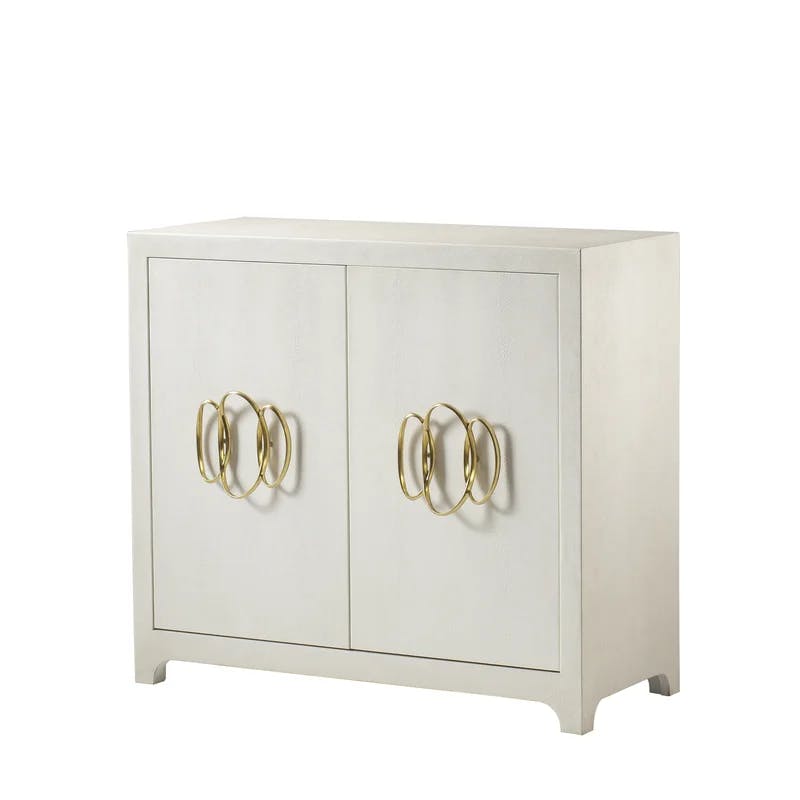 Monarch Ivory Faux Shagreen Solid Wood Accent Cabinet