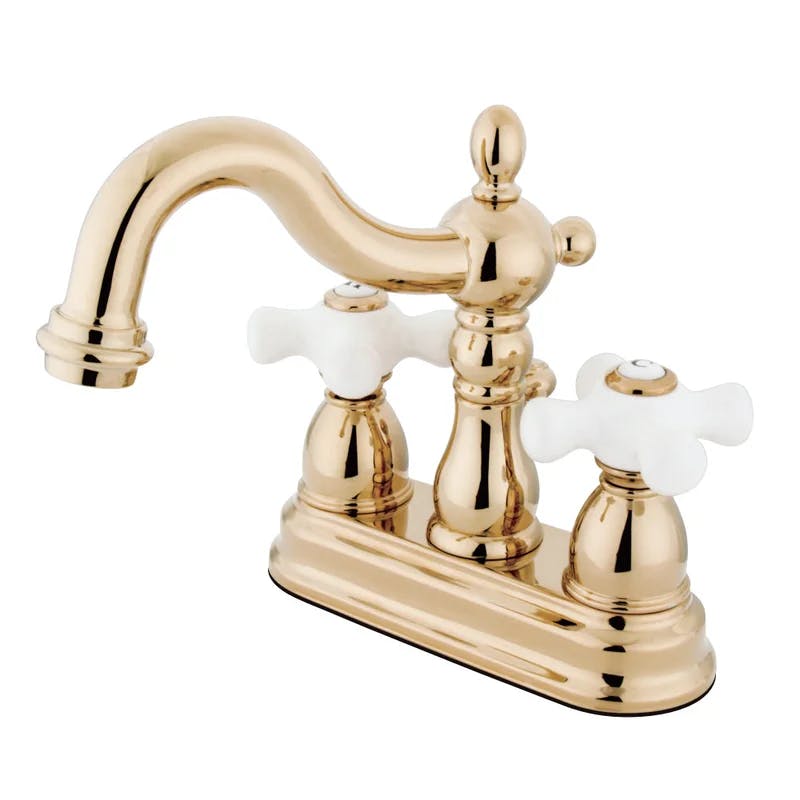 Heritage Elegance Polished Brass 4" Centerset Bathroom Faucet