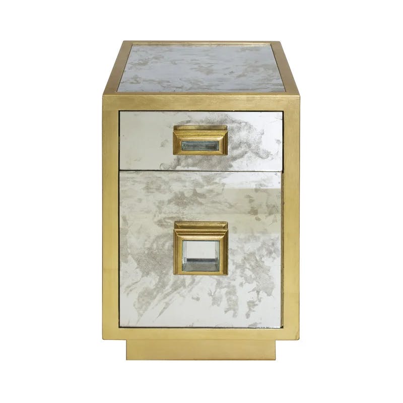 Cisco Gold Leaf Mirrored Accent Cabinet with Storage