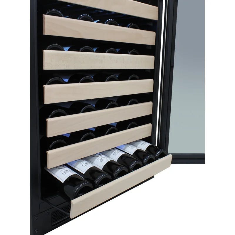 Vinotemp 54-Bottle Single-Zone Wine Cooler with Blue LED & Wood Lip Racks