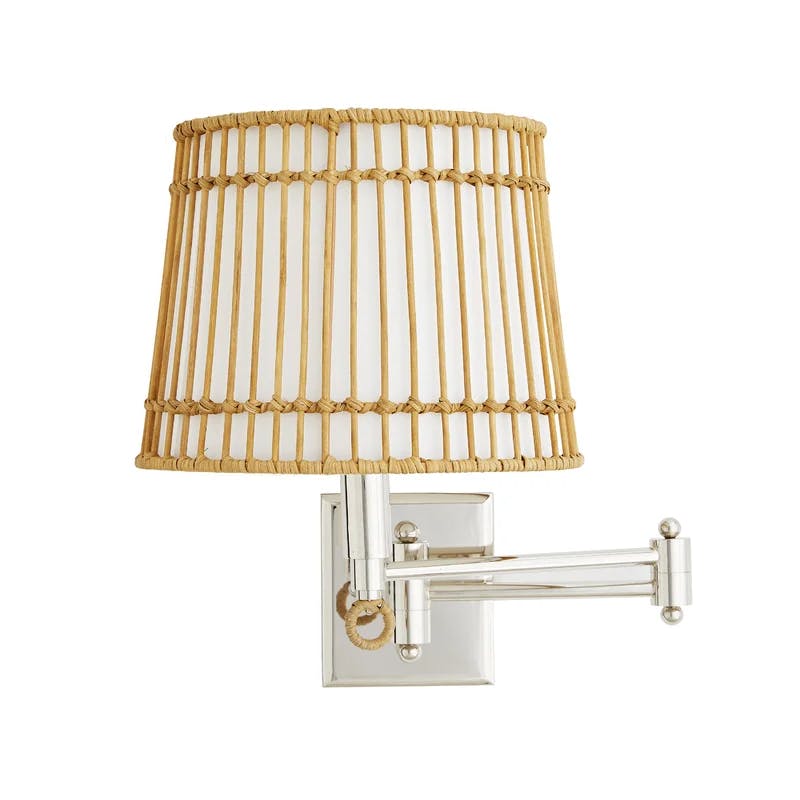 Sea Island Chrome 14.5" Swing Arm Sconce with Ivory Linen