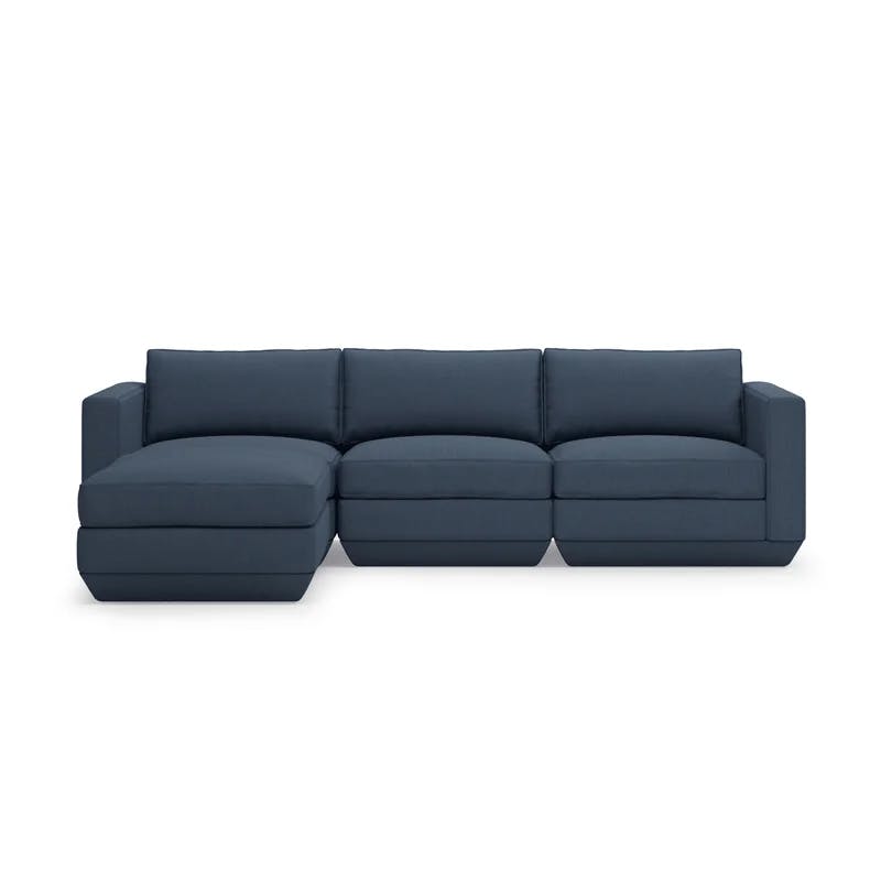 Eco-Friendly Hanson Navy 102" Modular Sectional with Plush Pillow Back