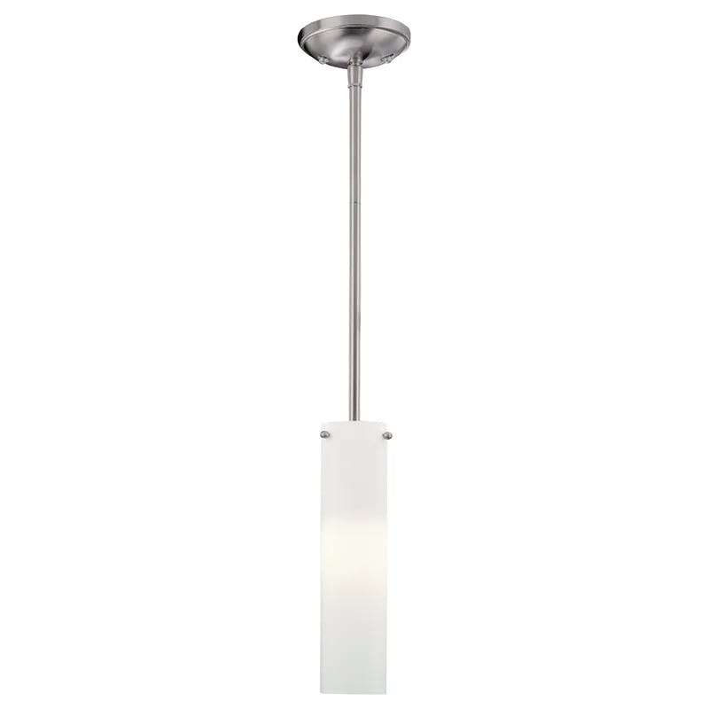Etched Opal Glass Mini Pendant in Brushed Nickel Finish
