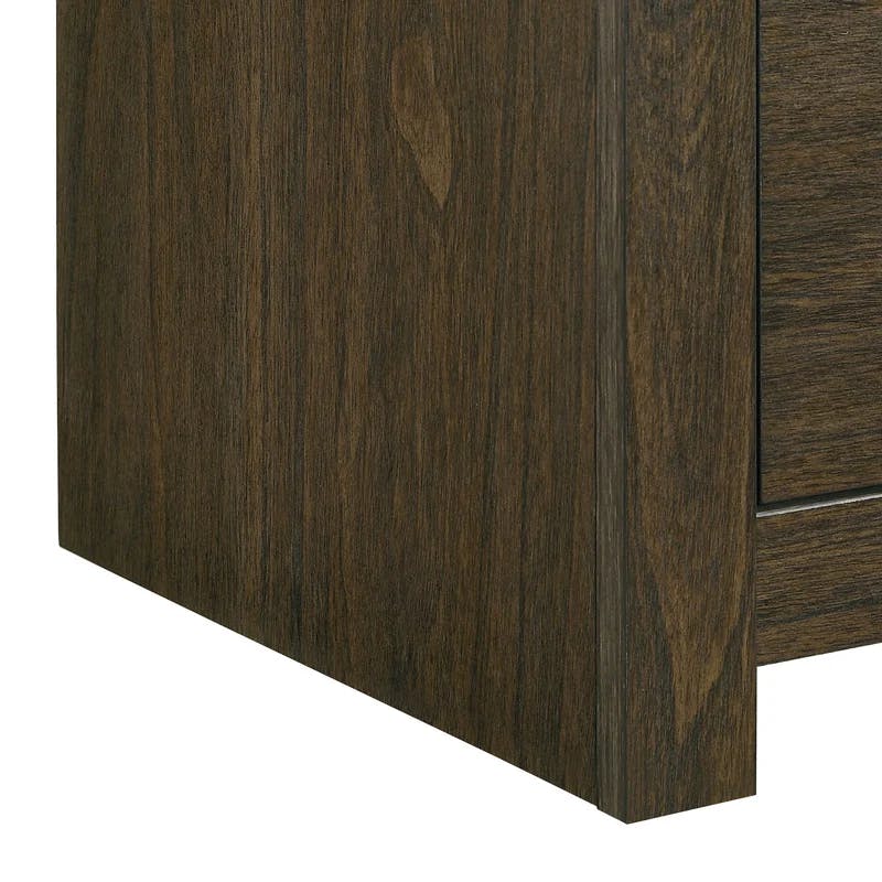 Rustic Hendrix Walnut 6-Drawer Dresser with Black Felt-Lined Drawers and Mirror