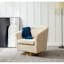 Elegant Cream Velvet Barrel Swivel Chair with Gold Accents