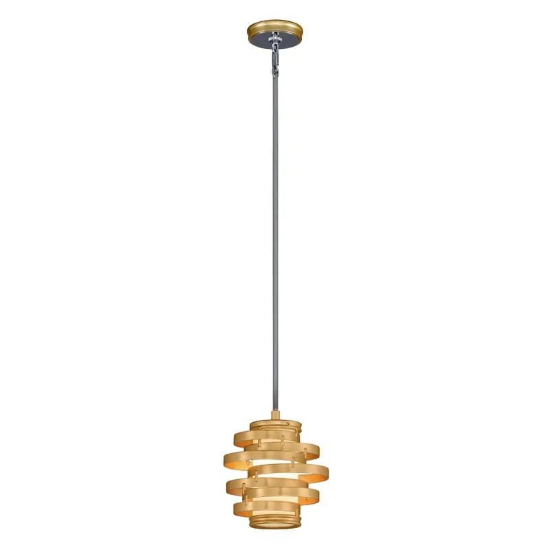 Mini Drum LED Pendant in Gold Leaf with Opal White Acrylic Diffuser