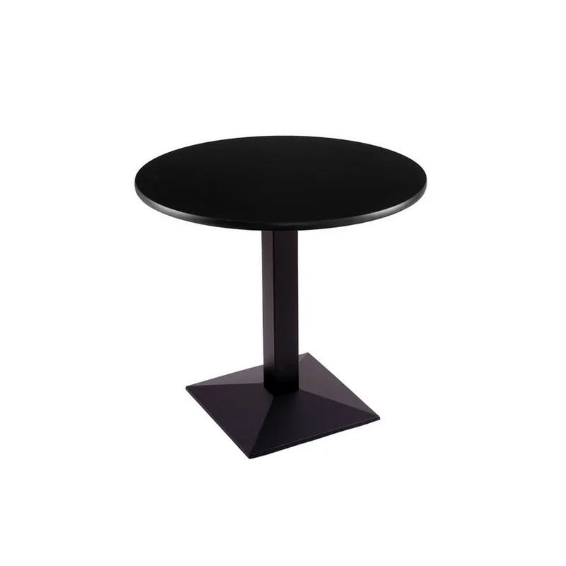 Contemporary 30" Round Cherry-Black Dining Table with Steel Base