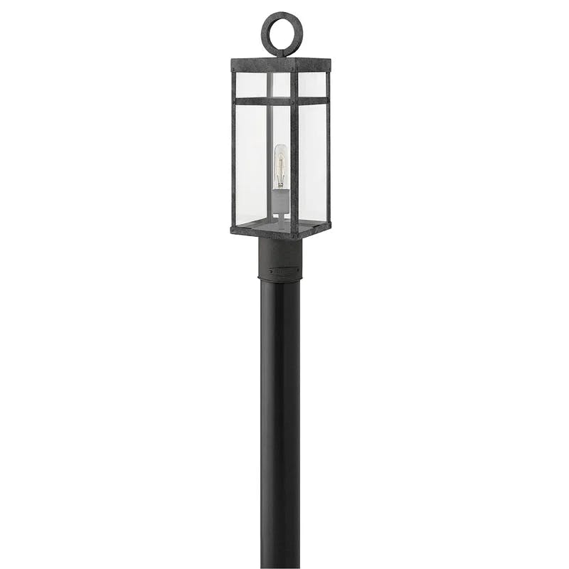 Porter Aged Zinc 1-Light LED Post Lantern with Clear Glass