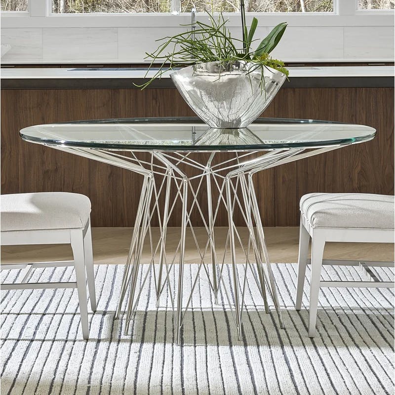 Axel 54" White Glass Top Transitional Dining Table
