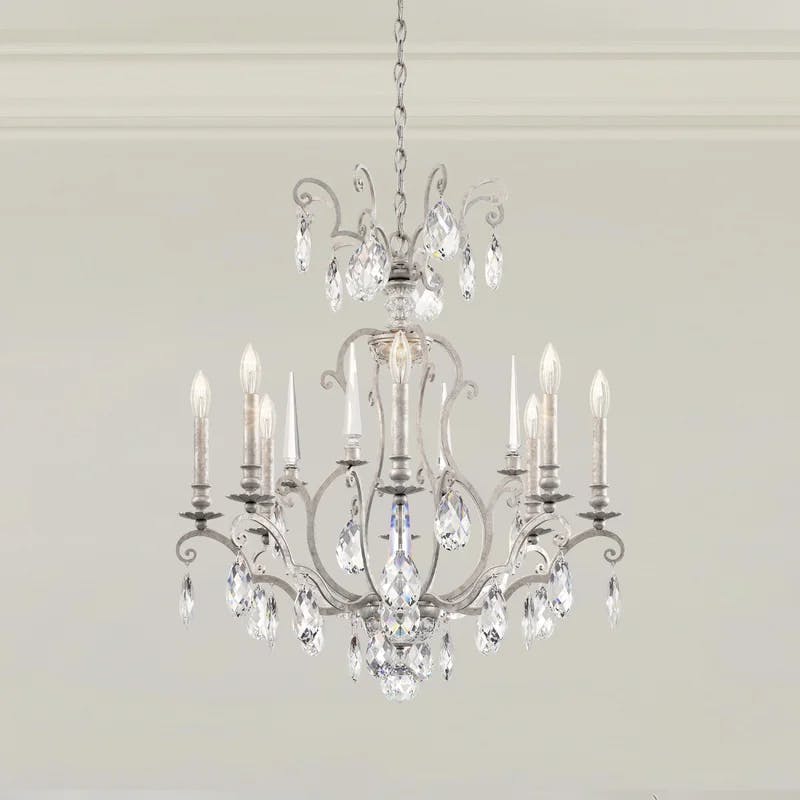 Antique Silver 8-Light Traditional Crystal Chandelier