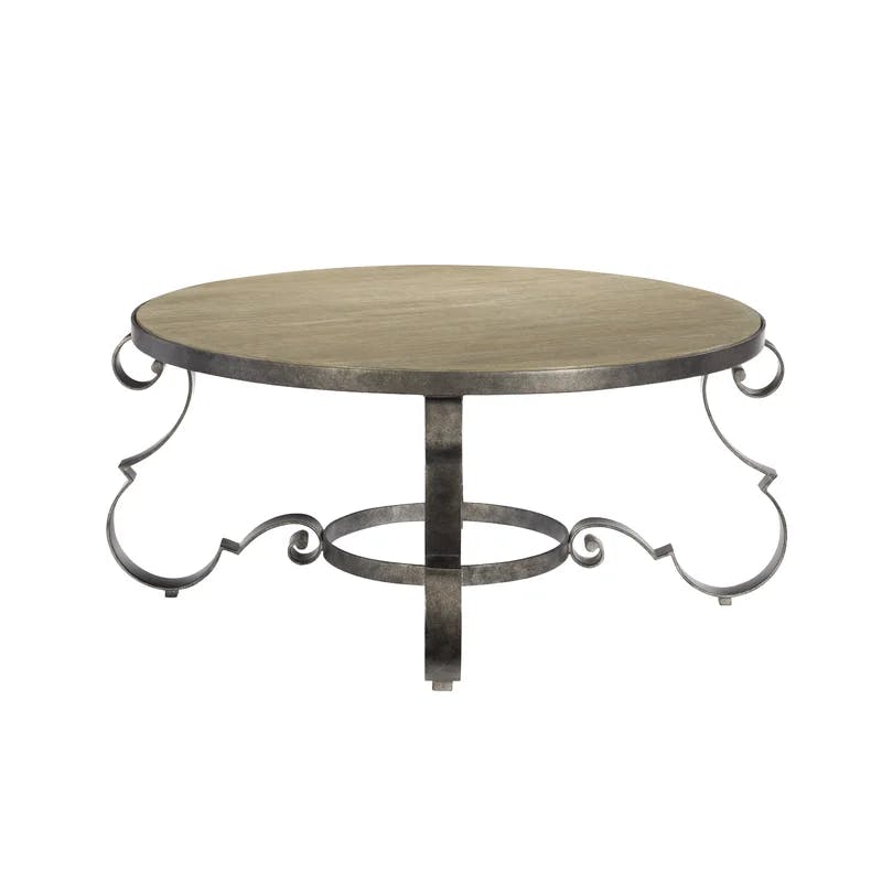 Villa Toscana Traditional Round Cocktail Table with Storage in Beige