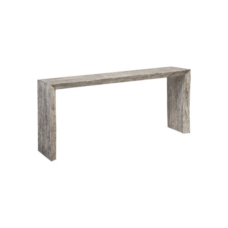 Transitional Gray 66" Solid Wood Rectangular Console Table