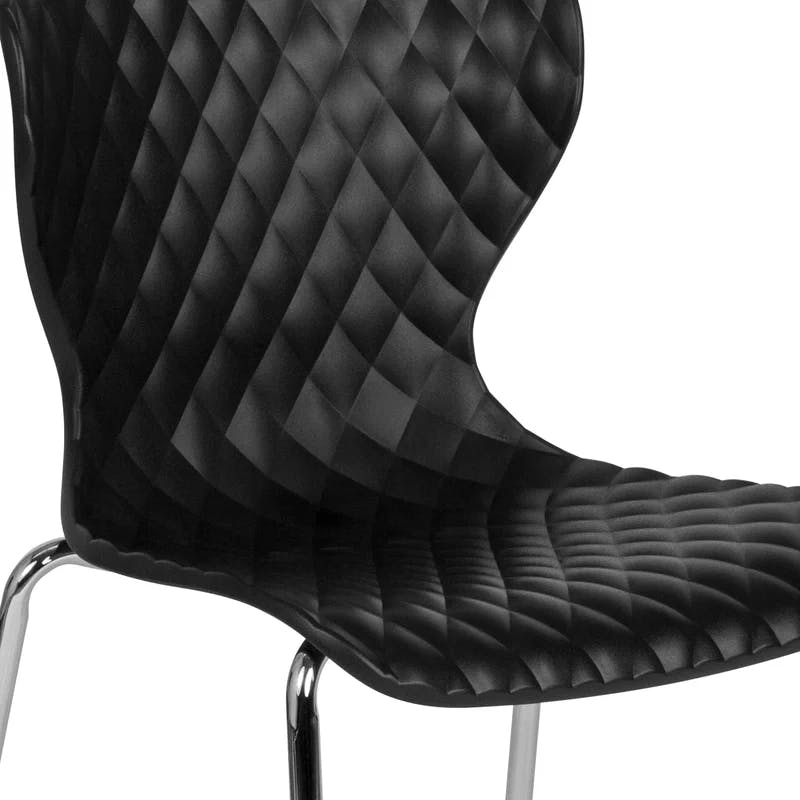 Lowell Black Metal Diamond Quilted Stackable Chair