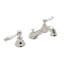 Elegant Piedmont Polished Nickel 3-Hole Widespread Faucet with Porcelain Handles
