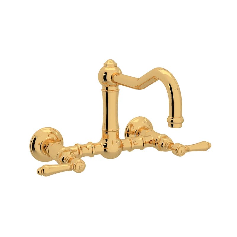 Acqui Traditional Brass Wall-Mounted Kitchen Faucet, Polished Nickel