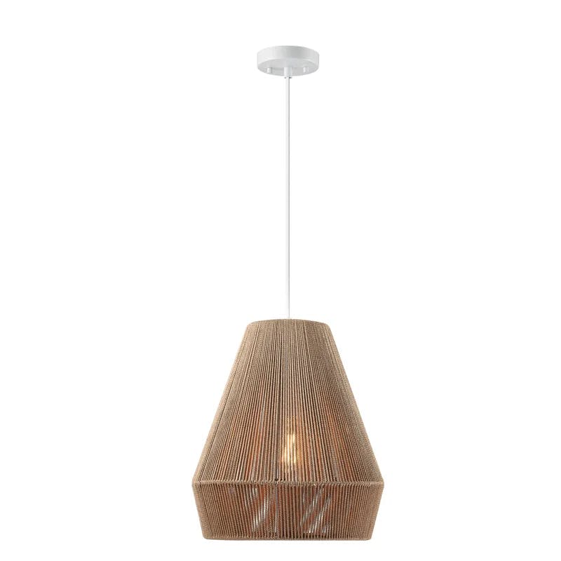 Grant 78'' Dimmable Geometric Pendant with Twine Shade in Matte White