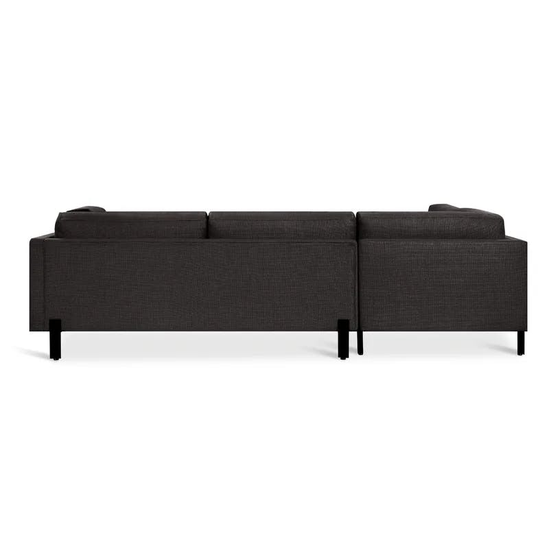Andorra Espresso Brown Fabric Silverlake Sectional with Pillow Back