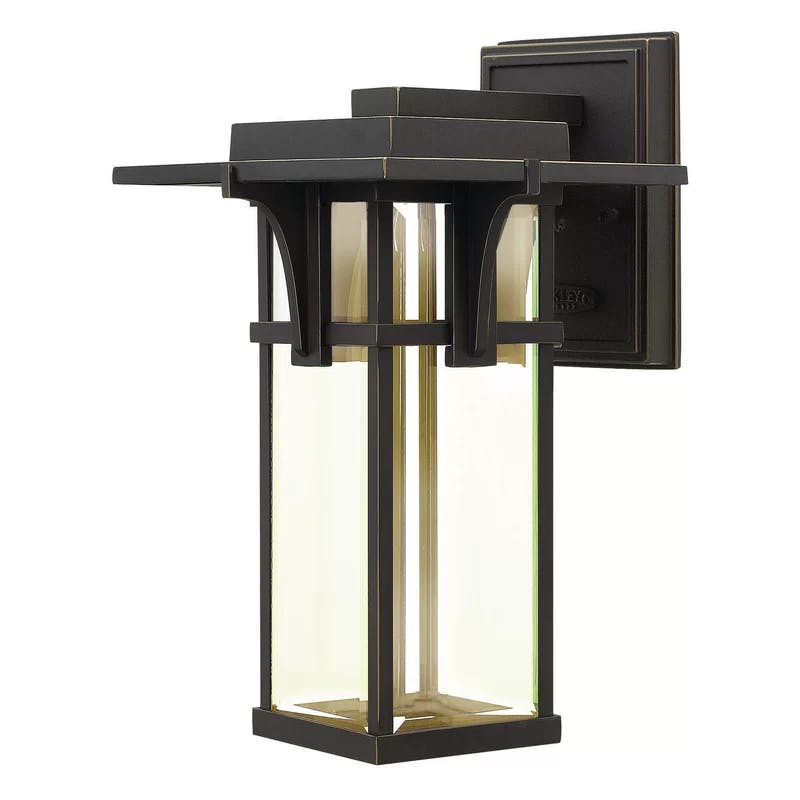 Vintage Station-Inspired Oil Rubbed Bronze Wall Lantern with Clear Beveled Glass