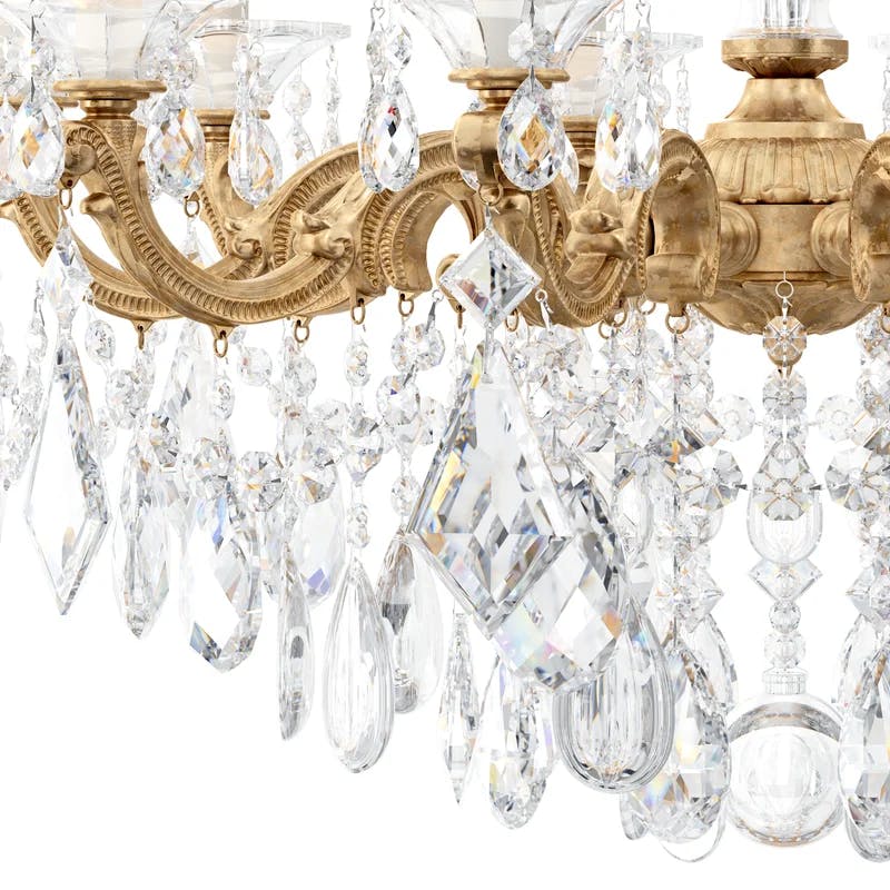 French Gold 6-Light Traditional Chandelier with Clear Heritage Crystals