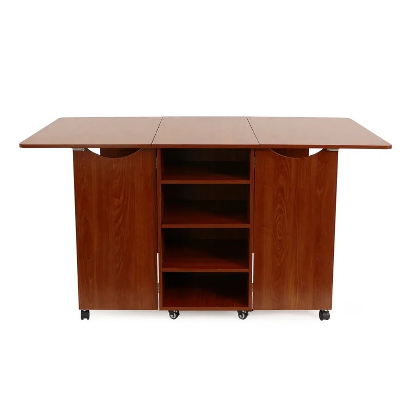 Teak Expandable CraftMaster Cutting Table with Storage