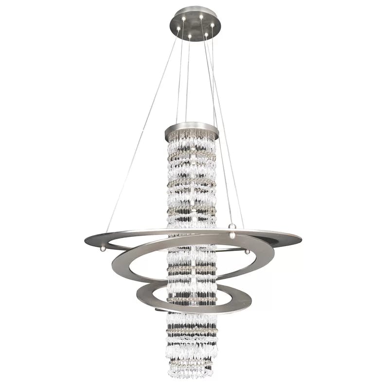 Giovanni Brushed Nickel 5-Light Geometric Chandelier with Firenze Clear Crystals