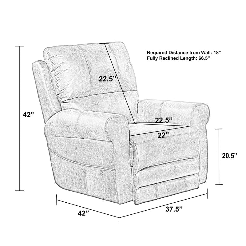 Maddie Ash Swivel Recliner in Gray Faux Leather with Memory Foam