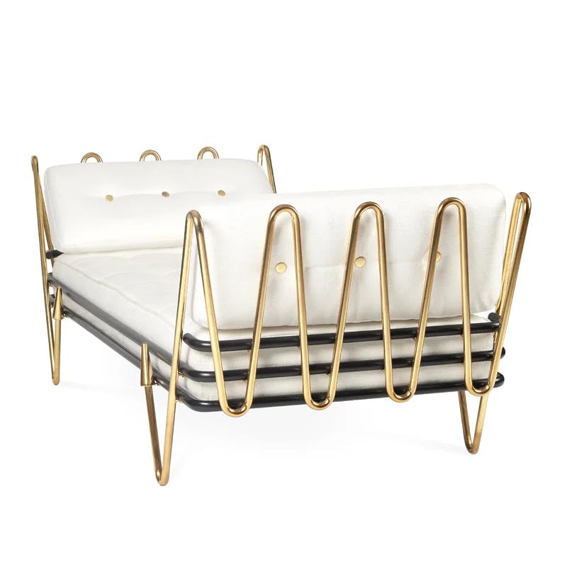 Maxime Polished Brass Daybed with Palermo Dove Upholstery
