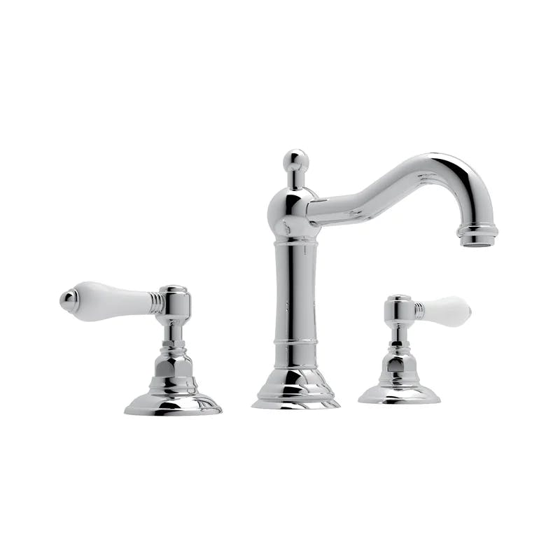 Elegante Classic Polished Nickel Widespread Faucet with Porcelain Handles