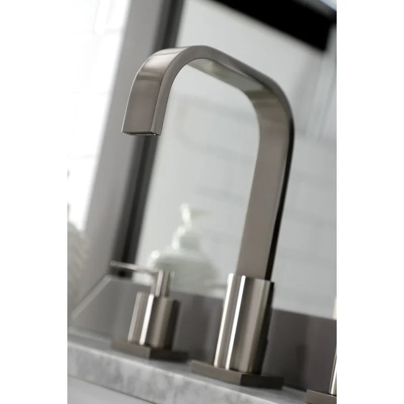 Serena Bold 9'' Modern Widespread Bathroom Faucet in Brushed Nickel