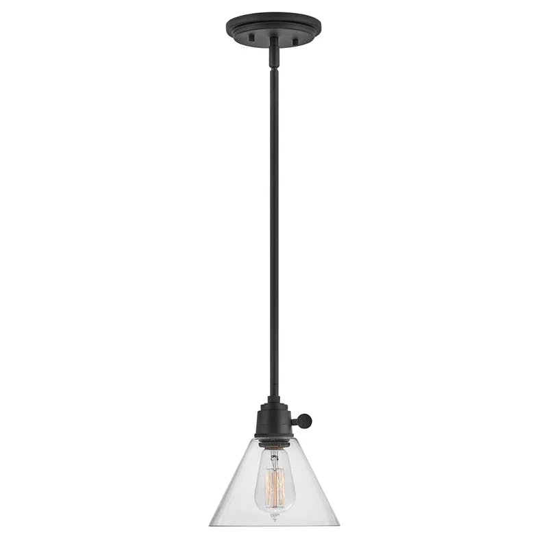 Arti 41" Transitional Black LED Pendant with Clear Glass Shade