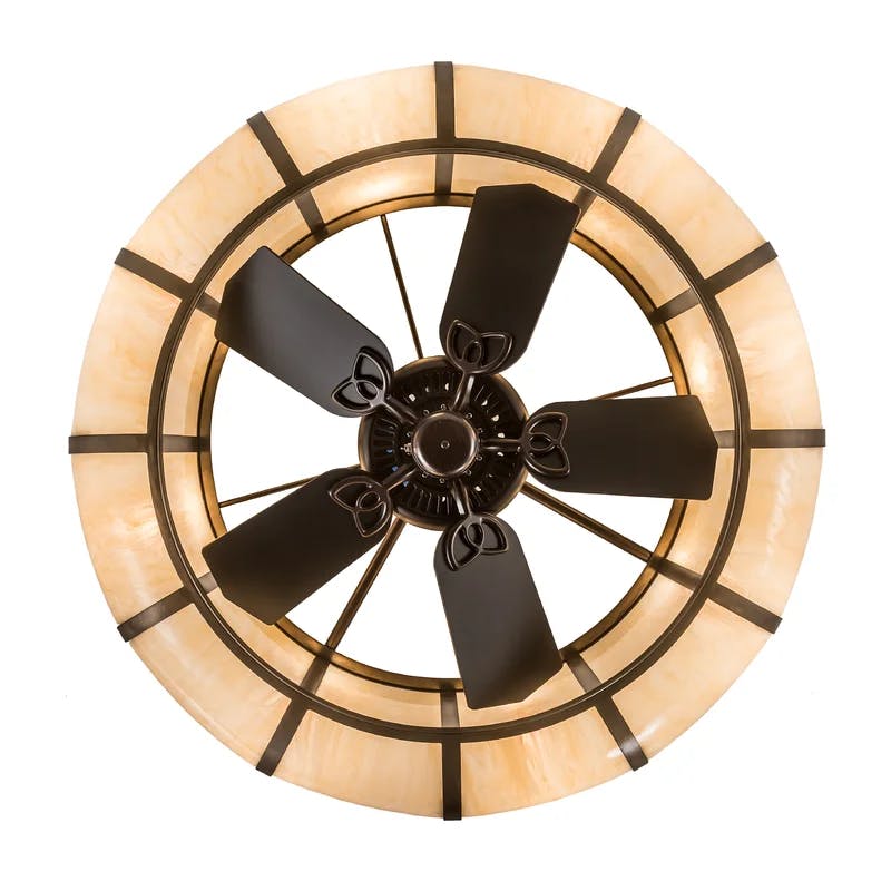 Craftsman Chocolate and Beige 5-Blade Chandel-Air with Lighting