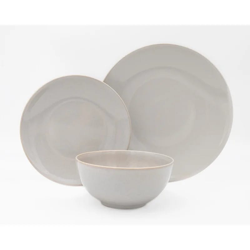 Targus 18-Piece Cream Stoneware Dinnerware Set with Reactive Glaze