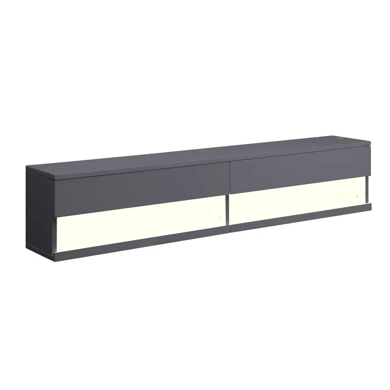 Ximena 60'' Gray Modern Floating TV Stand with LED Lights