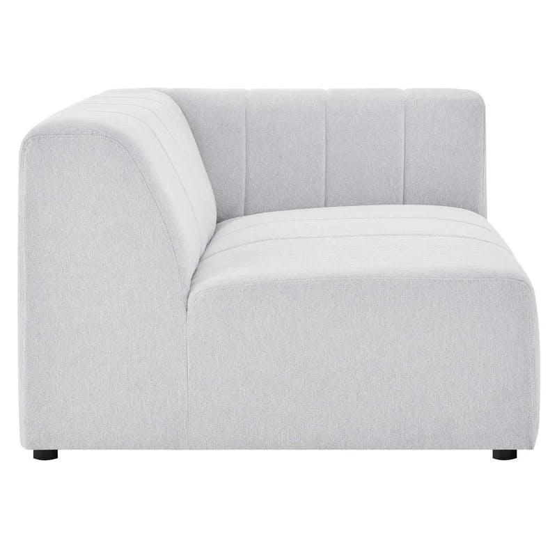 Elysian 127.5" White Tufted Fabric 5-Piece Sectional with Wood Frame