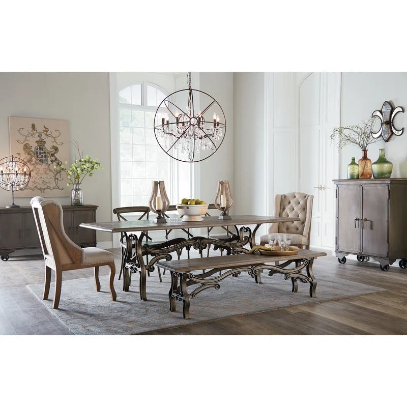Anderson 68" Transitional Reclaimed Oak Dining Bench in Gray
